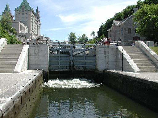 releasing the water in the locks