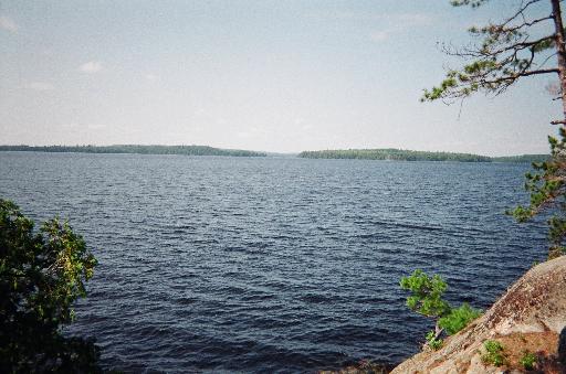 Looking at entrance to the East Arm of Opeongo Lake from first campsite in the south arm