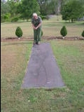 Max Hatherly at the Stannix Park personal analemmic sundial in 2009.